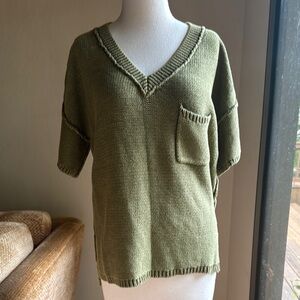 Sundance 100% Cotton Reverse Stitch V-Neck Women's Sweater